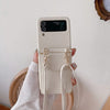 Leder-Optik Crossbody Handyhülle für Samsung Galaxy Z Flip5 Handyhulle Handyhülle mit Kartenfach White Galaxy Z Flip5 
