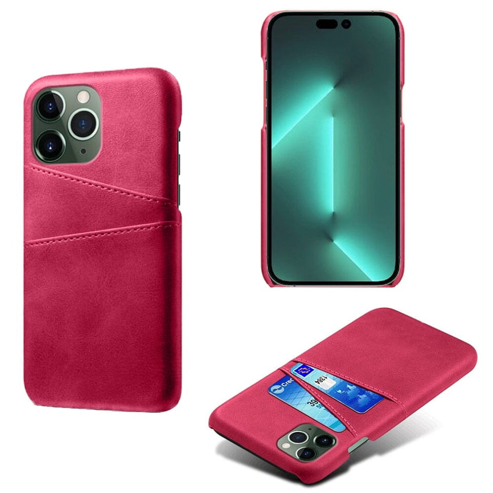 für Apple iPhone 2 Karten (Lederoptik modern) - iPhone 14 Serie