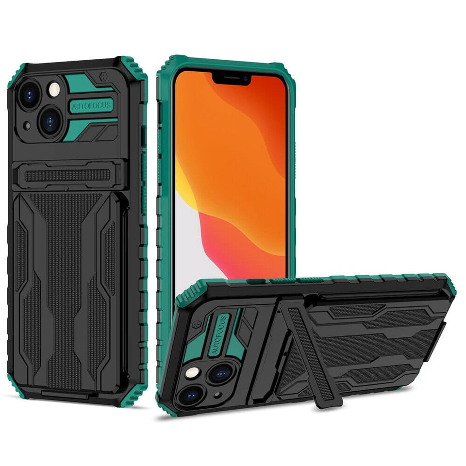 Handhülle mit abnehmbarem Kartenfach und Ständer für Apple iPhone X Serie Mobile Phone cases Md Trade Austria Green For iPhone XR 
