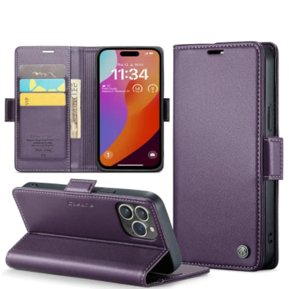 Abnehmbare Wallet-Leder Hülle für iPhone 16 Serie Mobiltelefontaschen Handyhülle mit Kartenfach 