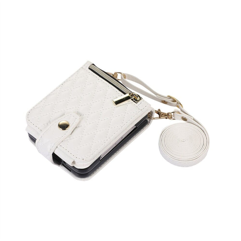 Samsung Galaxy Z Flip 4 Luxus Crossbody Brieftasche Handyhülle Handyhulle Handyhülle mit Kartenfach White Galaxy Z Flip4 