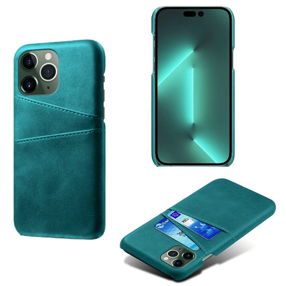 für Apple iPhone 2 Karten (Lederoptik modern) - iPhone 14 Serie