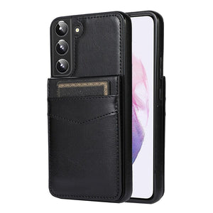 für Samsung Galaxy 5 Karten mit Standfuß (Lederoptik) - Samsung Galaxy S23 Serie Mobile Phone cases Handyhülle mit Kartenfach Black For Galaxy S22 