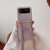 Leder-Optik Crossbody Handyhülle für Samsung Galaxy Z Flip 4 Handyhulle Handyhülle mit Kartenfach Purple Galaxy Z Flip4 
