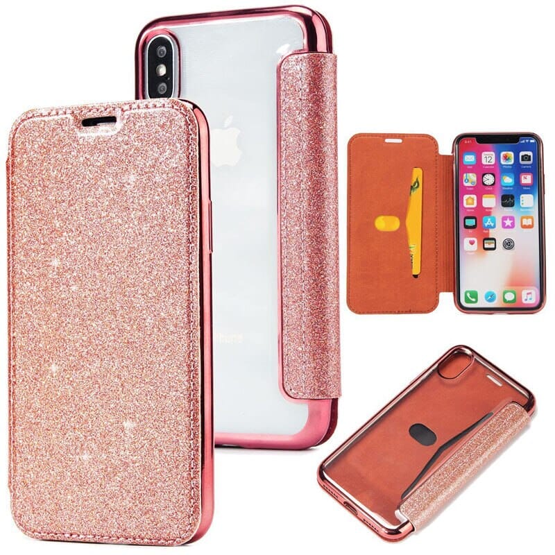Bling Leder + TPU Handy Hülle für iPhone 8 Serie
