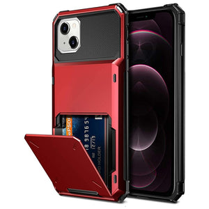 für Apple iPhone 8 Serie (5 Karten) Mobiltelefontaschen Handyhülle mit Kartenfach For 8 Plus Red 