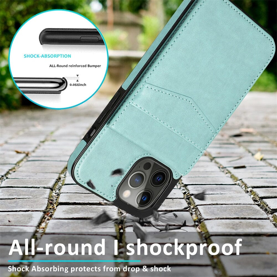 für iPhone 5 Karten mit Standfuß (Lederoptik) Handyhulle Handyhülle mit Kartenfach 