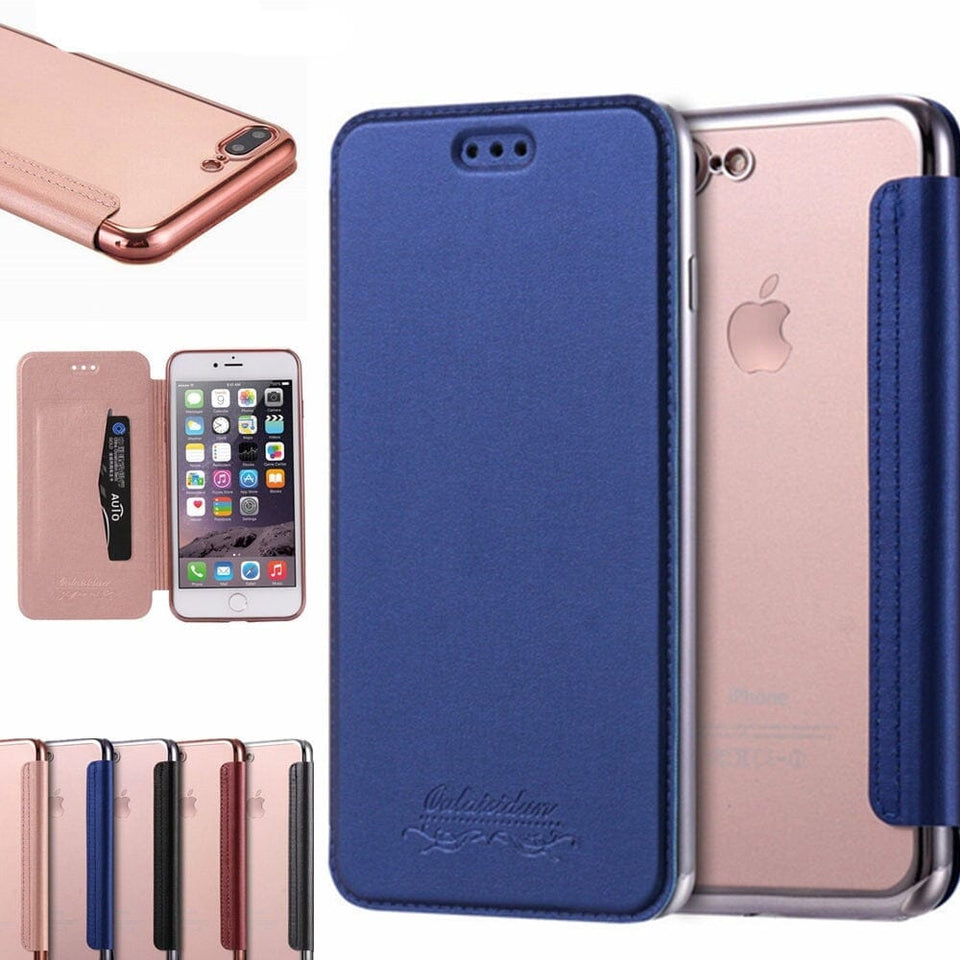 Flip Leder-Optik Handyhülle für iPhone 6 Serie